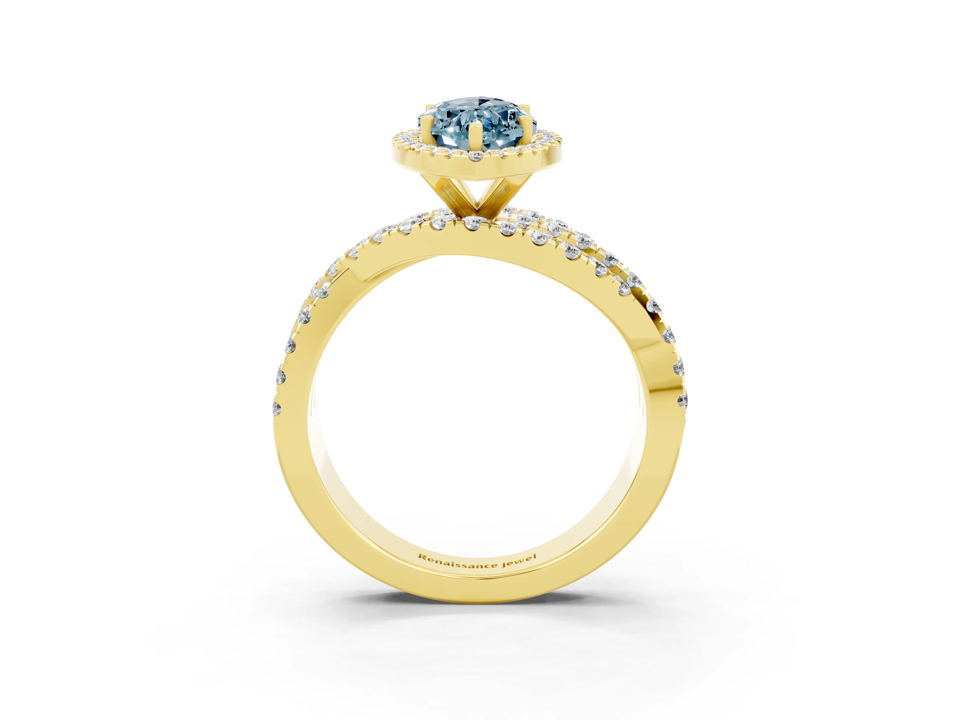Yellow gold Marquise Cut Cut Halo Split Shank Prong Setting Ring_38