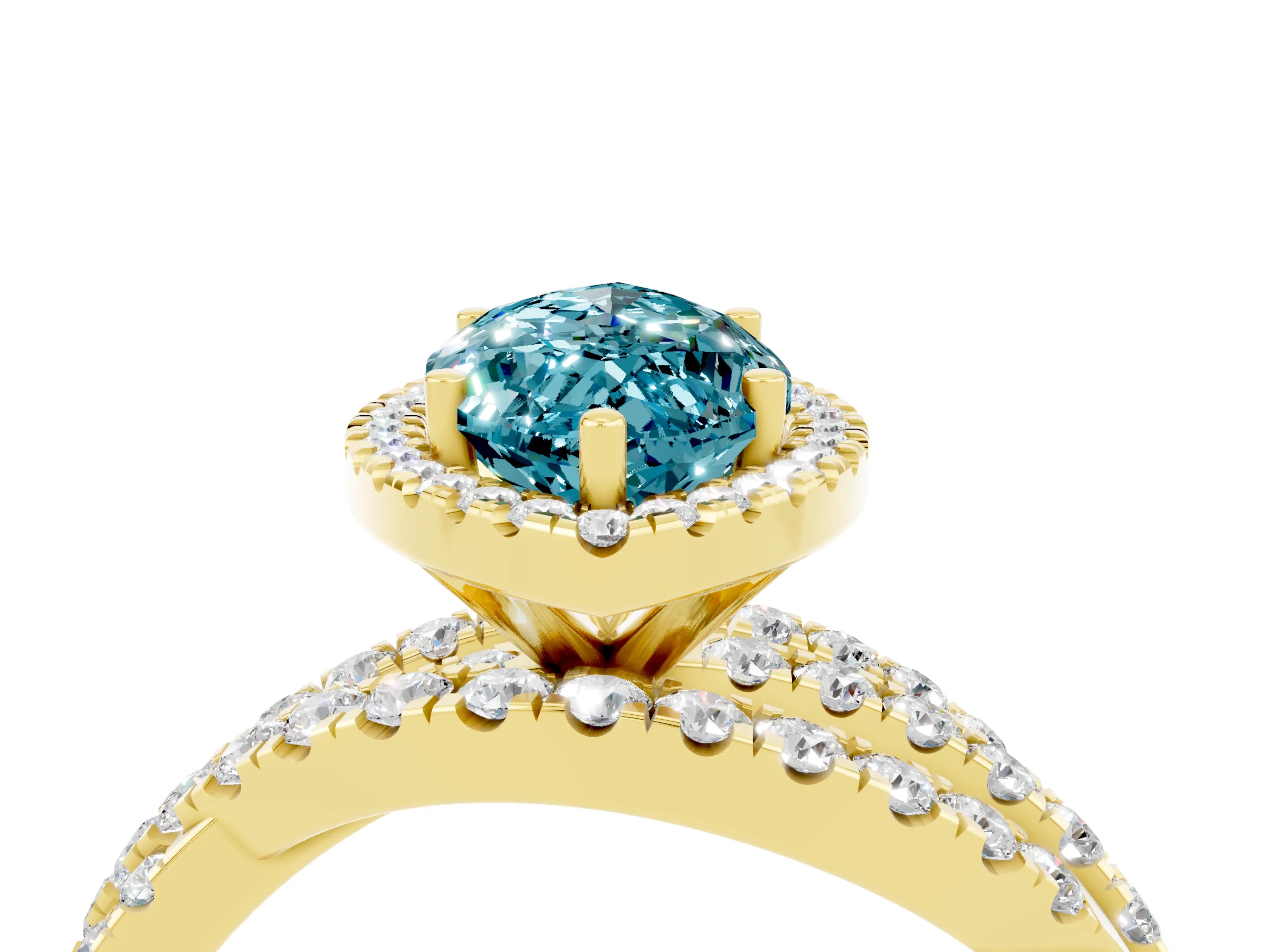 Yellow gold Marquise Cut Cut Halo Split Shank Prong Setting Ring_38