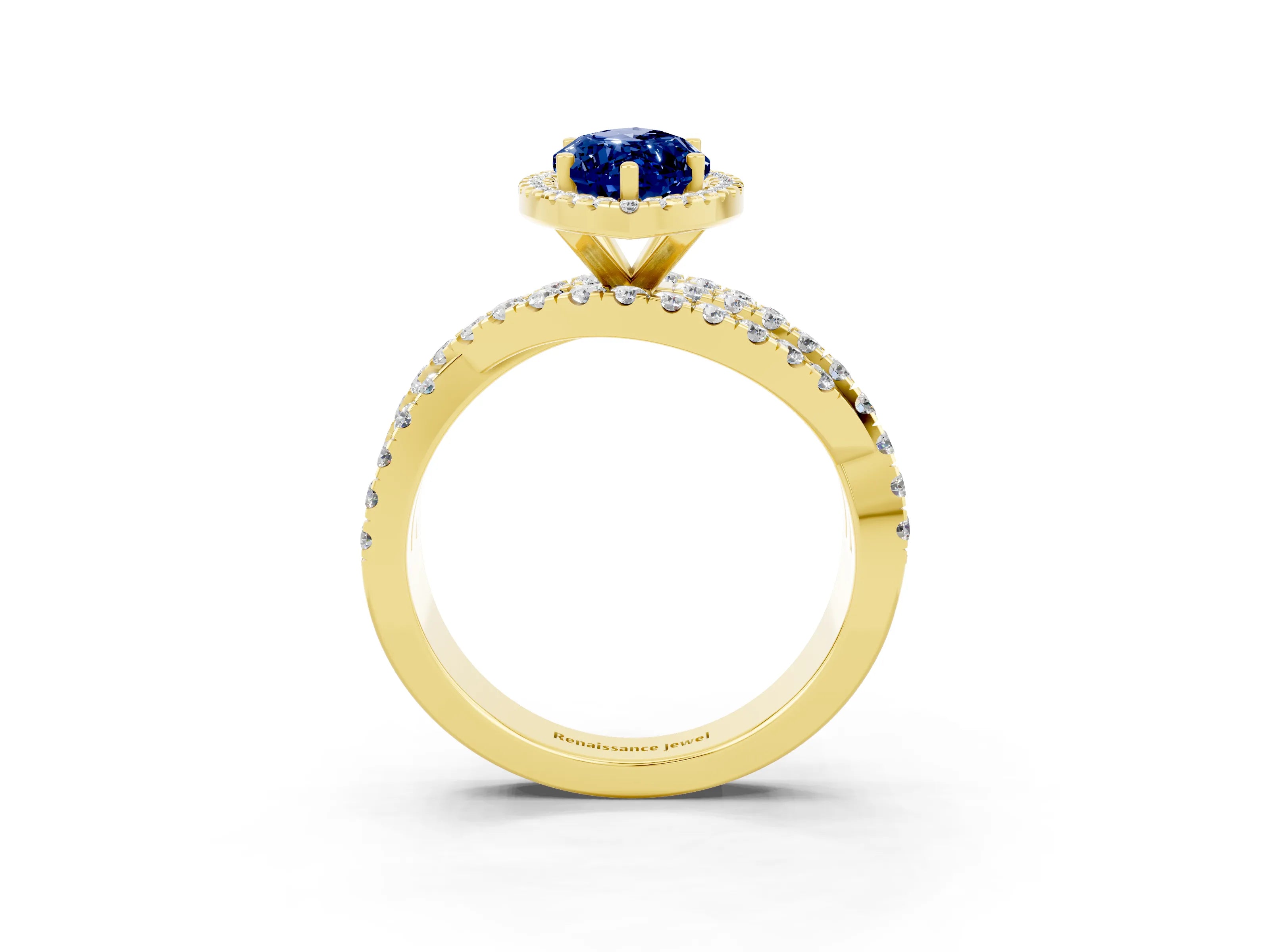 Yellow gold Marquise Cut Cut Halo Split Shank Prong Setting Ring_38