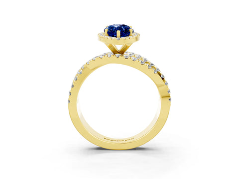 Yellow gold Marquise Cut Cut Halo Split Shank Prong Setting Ring_38