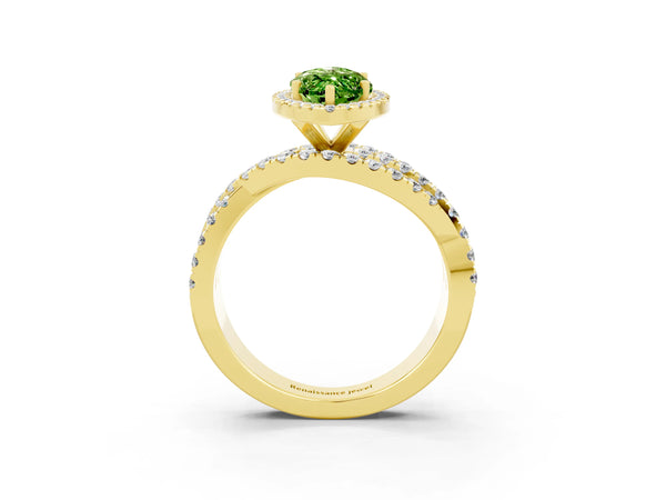 Yellow gold Marquise Cut Cut Halo Split Shank Prong Setting Ring