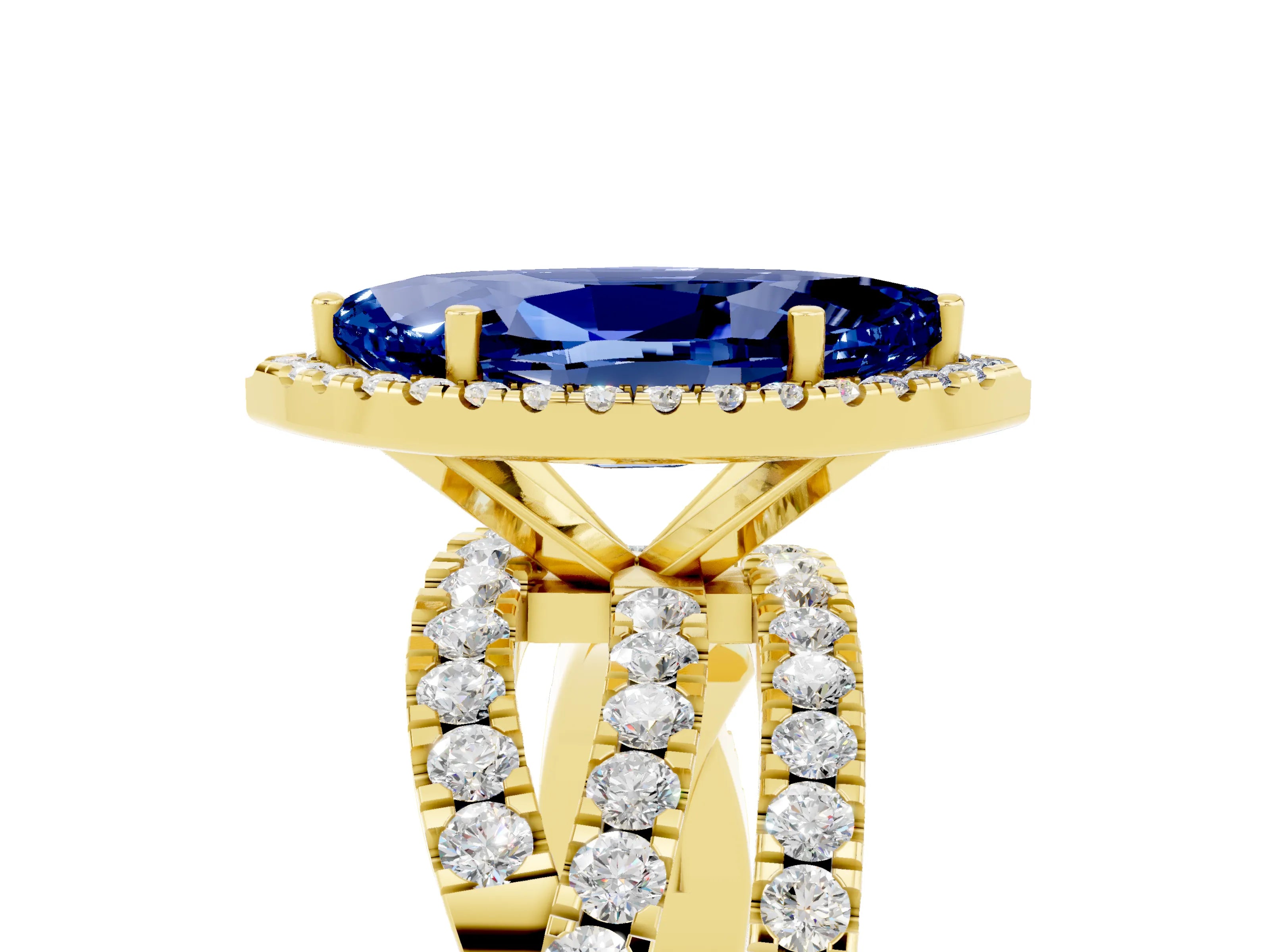 Yellow gold Marquise Cut Cut Halo Split Shank Prong Setting Ring_40