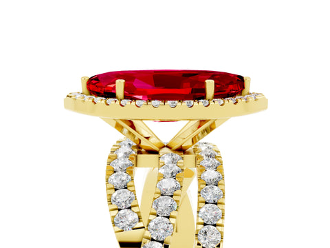 Yellow gold Marquise Cut Cut Halo Split Shank Prong Setting Ring_40