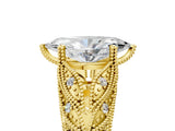 Yellow gold Marquise Cut Cut Milgrain Pave Diamond Engagement Ring with Four-Prong Setting_8