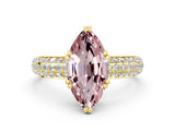 Yellow gold Marquise Cut Cut Pave Diamond Engagement Ring with Channel Set Band and Four-Prong Setting