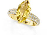 Yellow gold Marquise Cut Cut Pave Diamond Engagement Ring with Channel Set Band and Four-Prong Setting_1