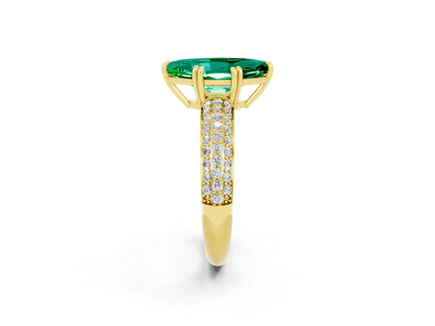 Yellow gold Marquise Cut Cut Pave Diamond Engagement Ring with Channel Set Band and Four-Prong Setting_2