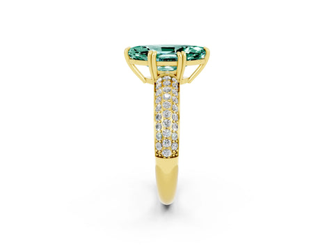 Yellow gold Marquise Cut Cut Pave Diamond Engagement Ring with Channel Set Band and Four-Prong Setting_2