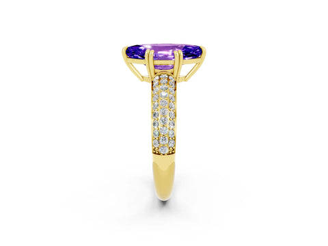 Yellow gold Marquise Cut Cut Pave Diamond Engagement Ring with Channel Set Band and Four-Prong Setting_2