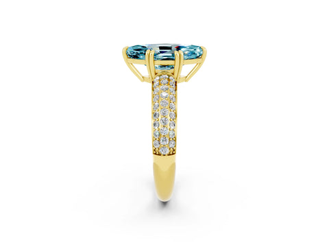 Yellow gold Marquise Cut Cut Pave Diamond Engagement Ring with Channel Set Band and Four-Prong Setting_2