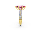 Yellow gold Marquise Cut Cut Pave Diamond Engagement Ring with Channel Set Band and Four-Prong Setting_2
