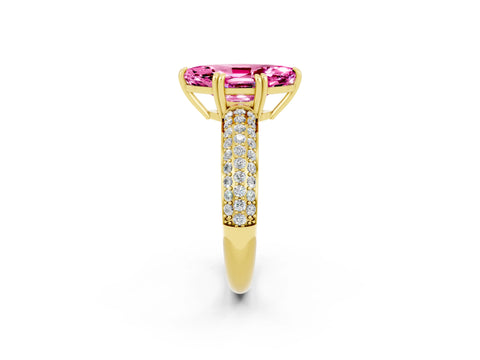 Yellow gold Marquise Cut Cut Pave Diamond Engagement Ring with Channel Set Band and Four-Prong Setting_2
