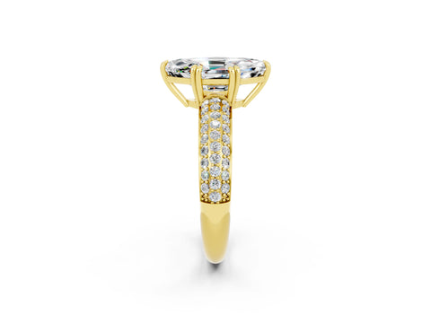 Yellow gold Marquise Cut Cut Pave Diamond Engagement Ring with Channel Set Band and Four-Prong Setting_2