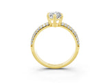 Yellow gold Marquise Cut Cut Pave Diamond Engagement Ring with Channel Set Band and Four-Prong Setting_3