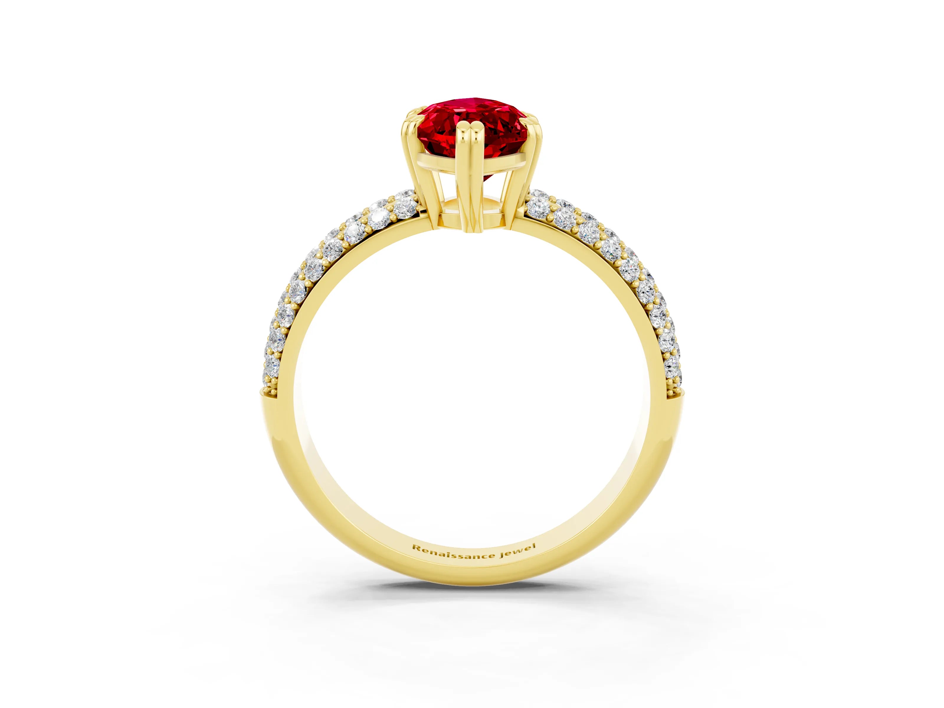 Yellow gold Marquise Cut Cut Pave Diamond Engagement Ring with Channel Set Band and Four-Prong Setting_3