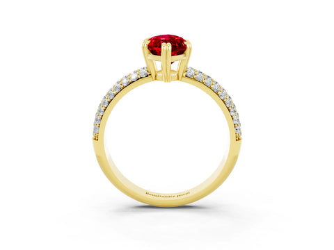 Yellow gold Marquise Cut Cut Pave Diamond Engagement Ring with Channel Set Band and Four-Prong Setting_3