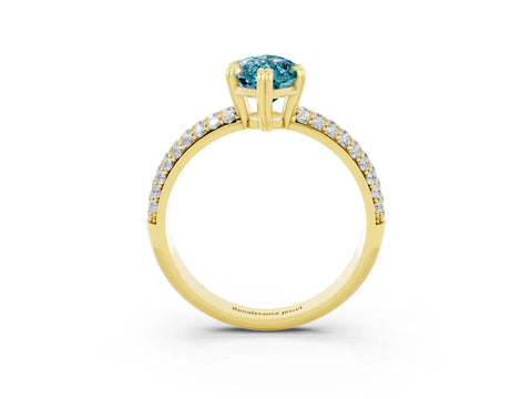 Yellow gold Marquise Cut Cut Pave Diamond Engagement Ring with Channel Set Band and Four-Prong Setting_3