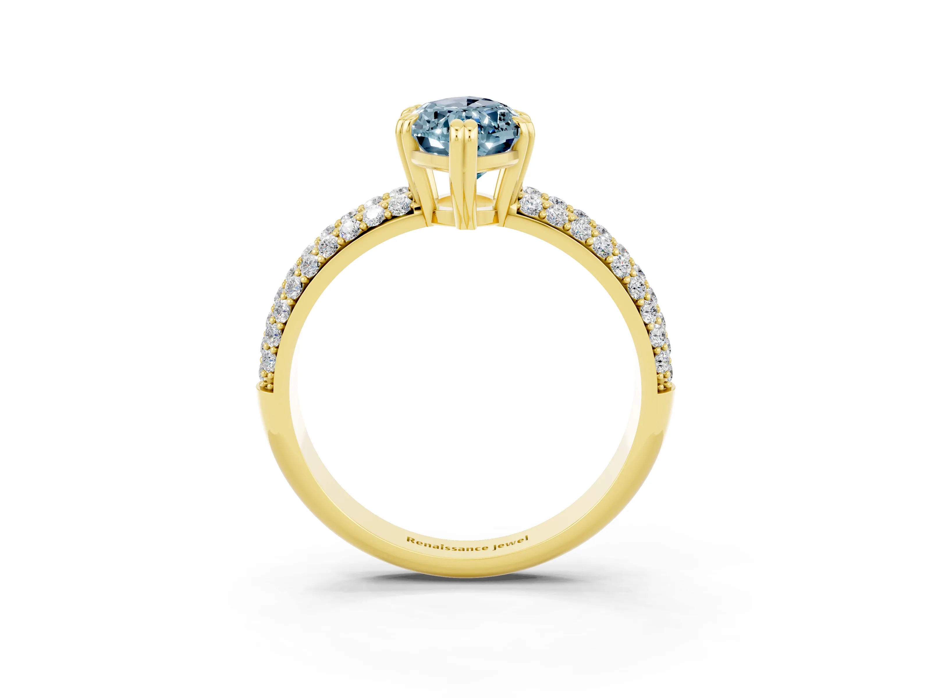 Yellow gold Marquise Cut Cut Pave Diamond Engagement Ring with Channel Set Band and Four-Prong Setting_3