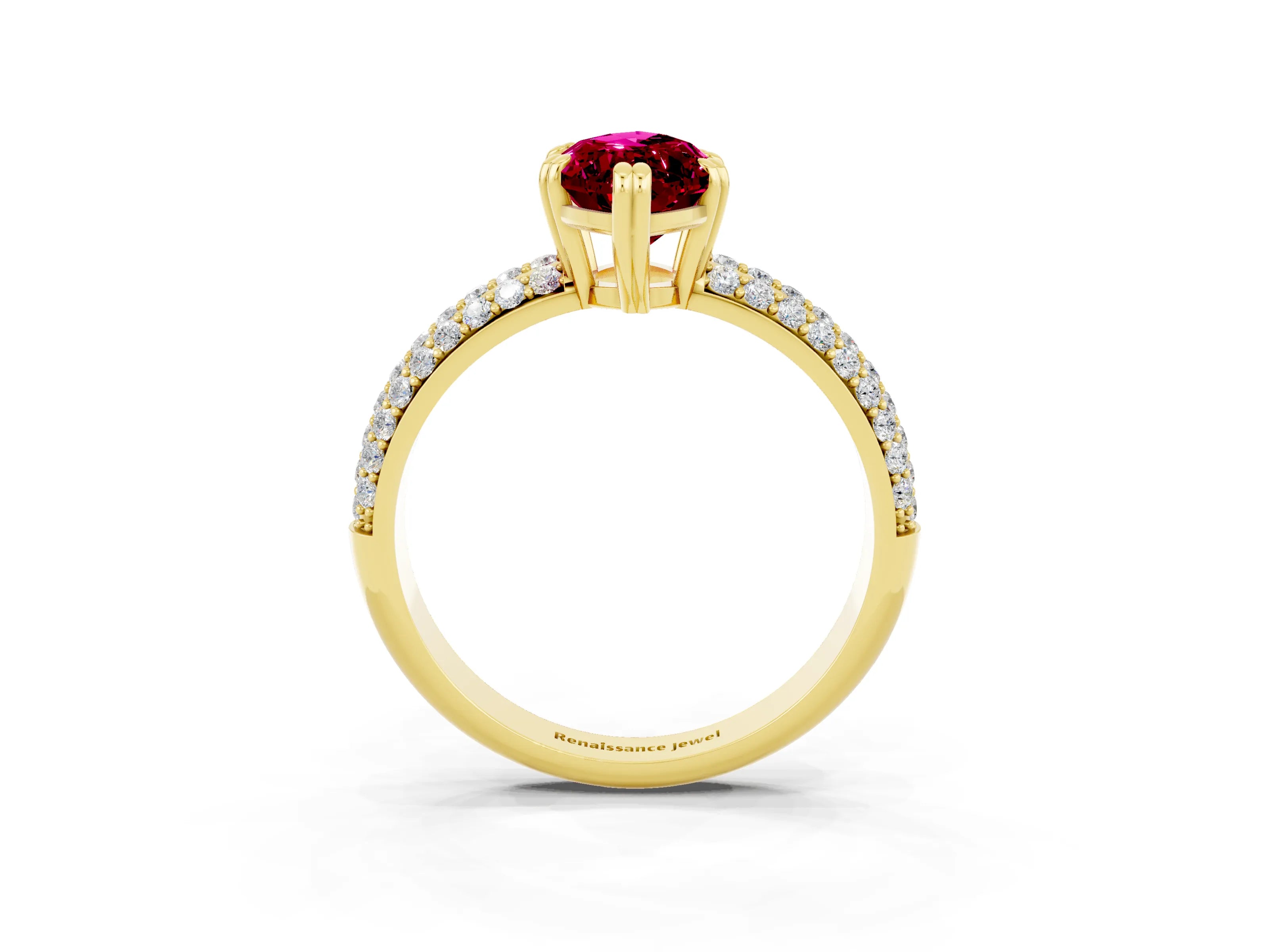 Yellow gold Marquise Cut Cut Pave Diamond Engagement Ring with Channel Set Band and Four-Prong Setting_3