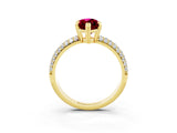 Yellow gold Marquise Cut Cut Pave Diamond Engagement Ring with Channel Set Band and Four-Prong Setting_3