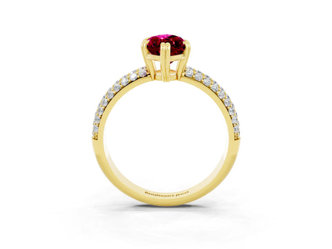 Yellow gold Marquise Cut Cut Pave Diamond Engagement Ring with Channel Set Band and Four-Prong Setting_3
