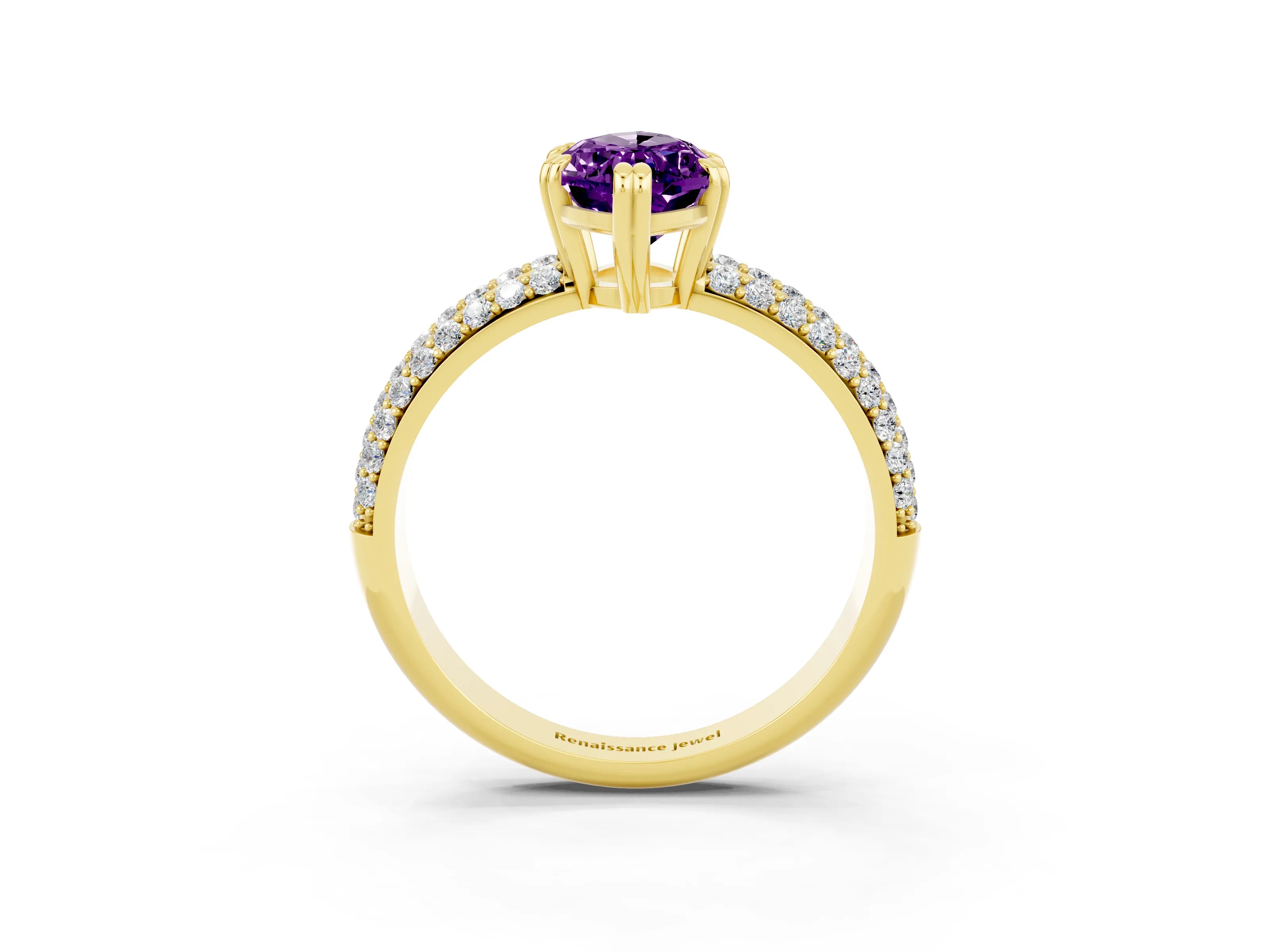 Yellow gold Marquise Cut Cut Pave Diamond Engagement Ring with Channel Set Band and Four-Prong Setting_3