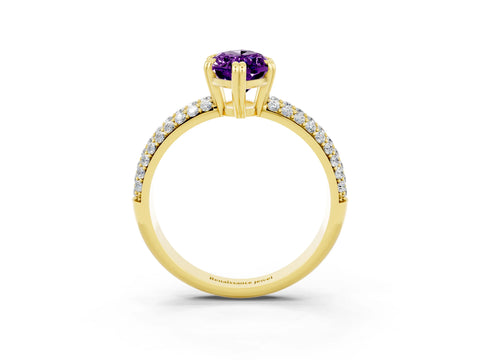 Yellow gold Marquise Cut Cut Pave Diamond Engagement Ring with Channel Set Band and Four-Prong Setting_3