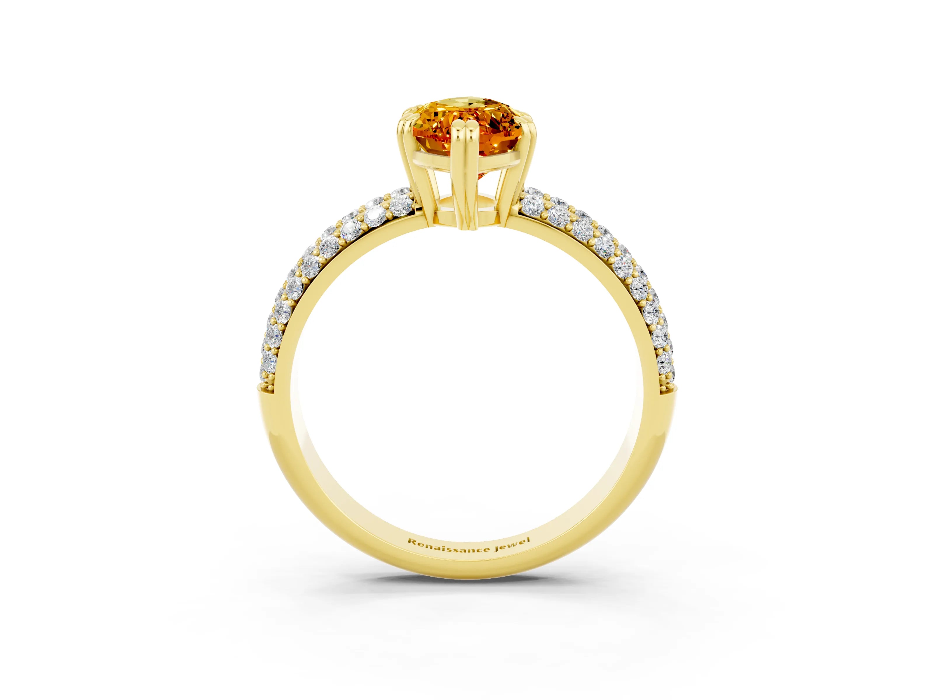 Yellow gold Marquise Cut Cut Pave Diamond Engagement Ring with Channel Set Band and Four-Prong Setting_3