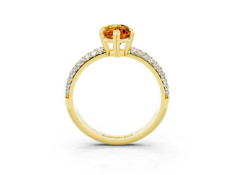 Yellow gold Marquise Cut Cut Pave Diamond Engagement Ring with Channel Set Band and Four-Prong Setting_3