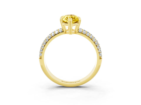 Yellow gold Marquise Cut Cut Pave Diamond Engagement Ring with Channel Set Band and Four-Prong Setting_3