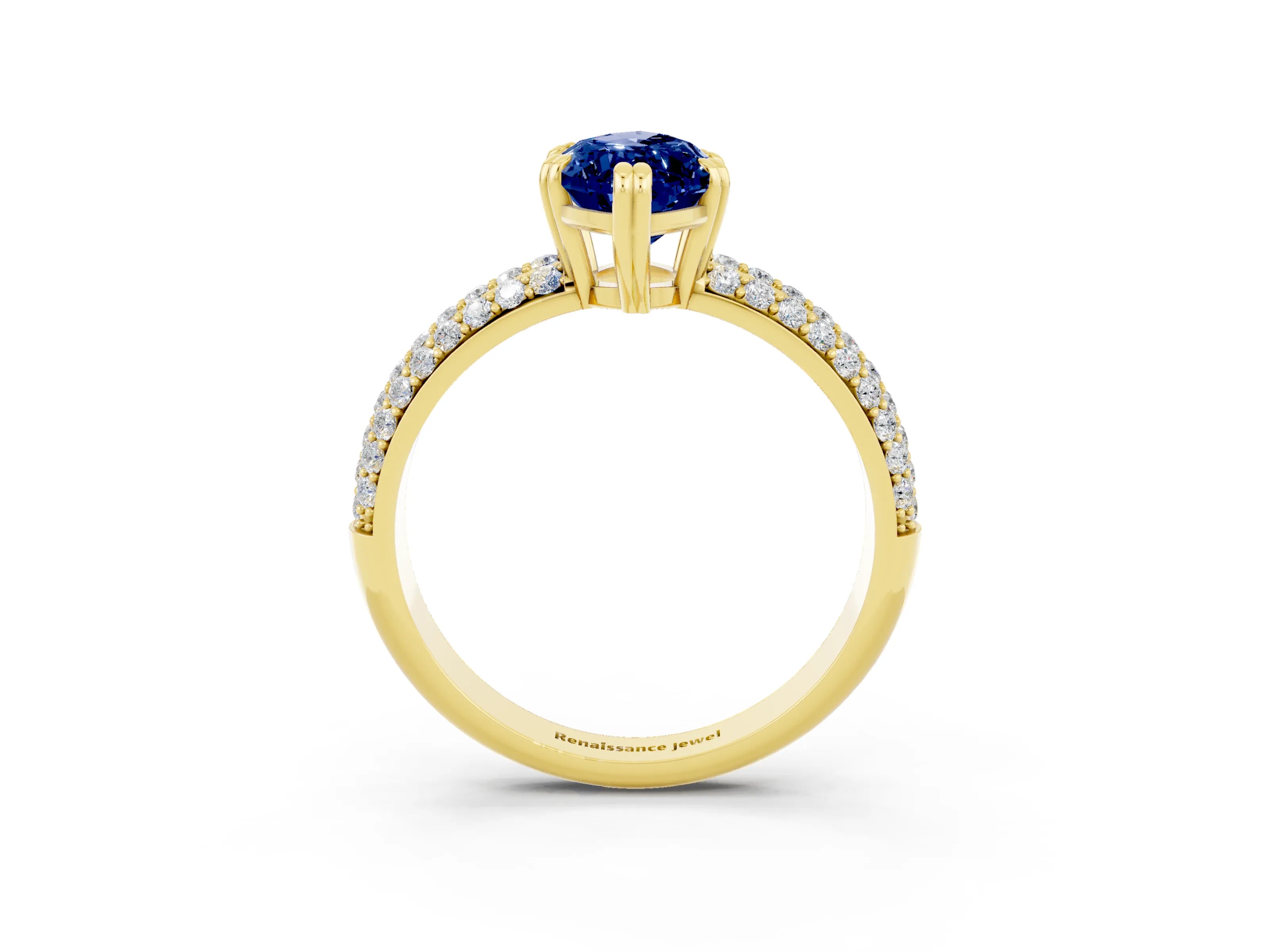 Yellow gold Marquise Cut Cut Pave Diamond Engagement Ring with Channel Set Band and Four-Prong Setting_3