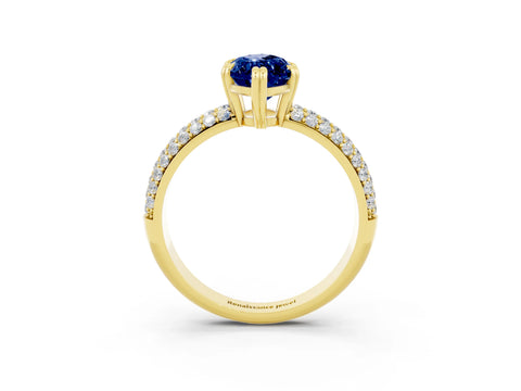 Yellow gold Marquise Cut Cut Pave Diamond Engagement Ring with Channel Set Band and Four-Prong Setting_3