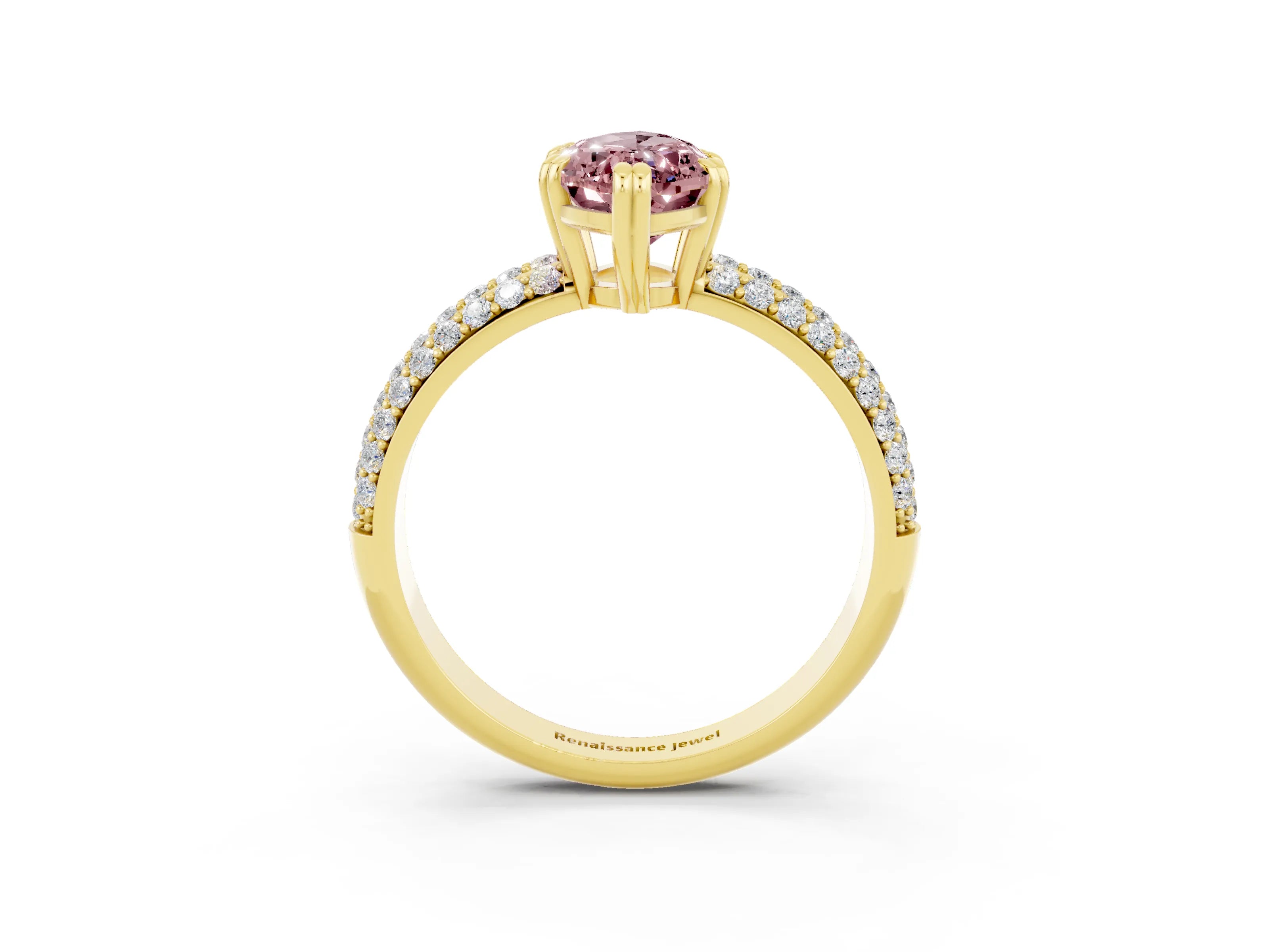 Yellow gold Marquise Cut Cut Pave Diamond Engagement Ring with Channel Set Band and Four-Prong Setting_3