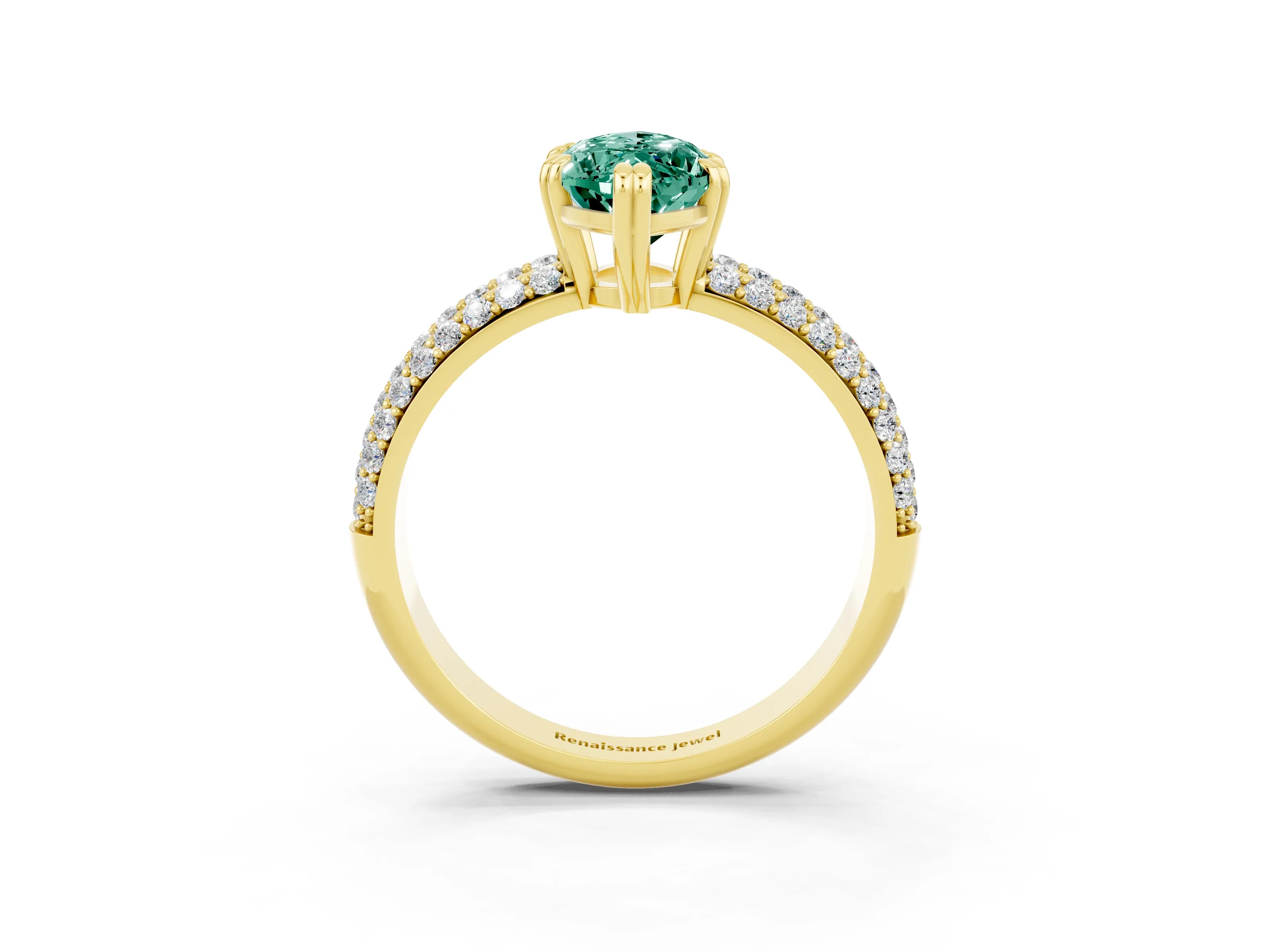 Yellow gold Marquise Cut Cut Pave Diamond Engagement Ring with Channel Set Band and Four-Prong Setting_3