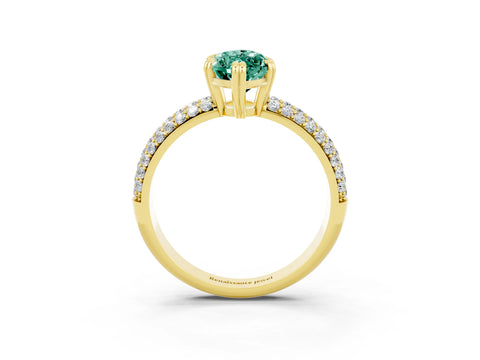 Yellow gold Marquise Cut Cut Pave Diamond Engagement Ring with Channel Set Band and Four-Prong Setting_3