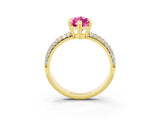 Yellow gold Marquise Cut Cut Pave Diamond Engagement Ring with Channel Set Band and Four-Prong Setting_3