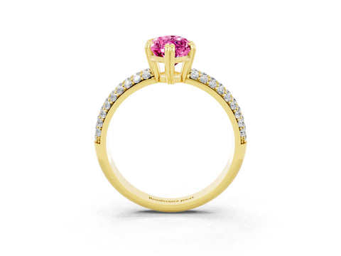 Yellow gold Marquise Cut Cut Pave Diamond Engagement Ring with Channel Set Band and Four-Prong Setting_3