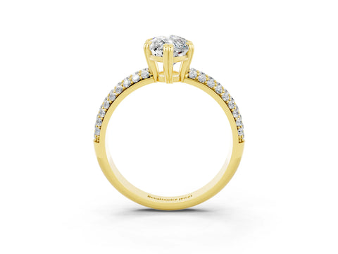 Yellow gold Marquise Cut Cut Pave Diamond Engagement Ring with Channel Set Band and Four-Prong Setting_3