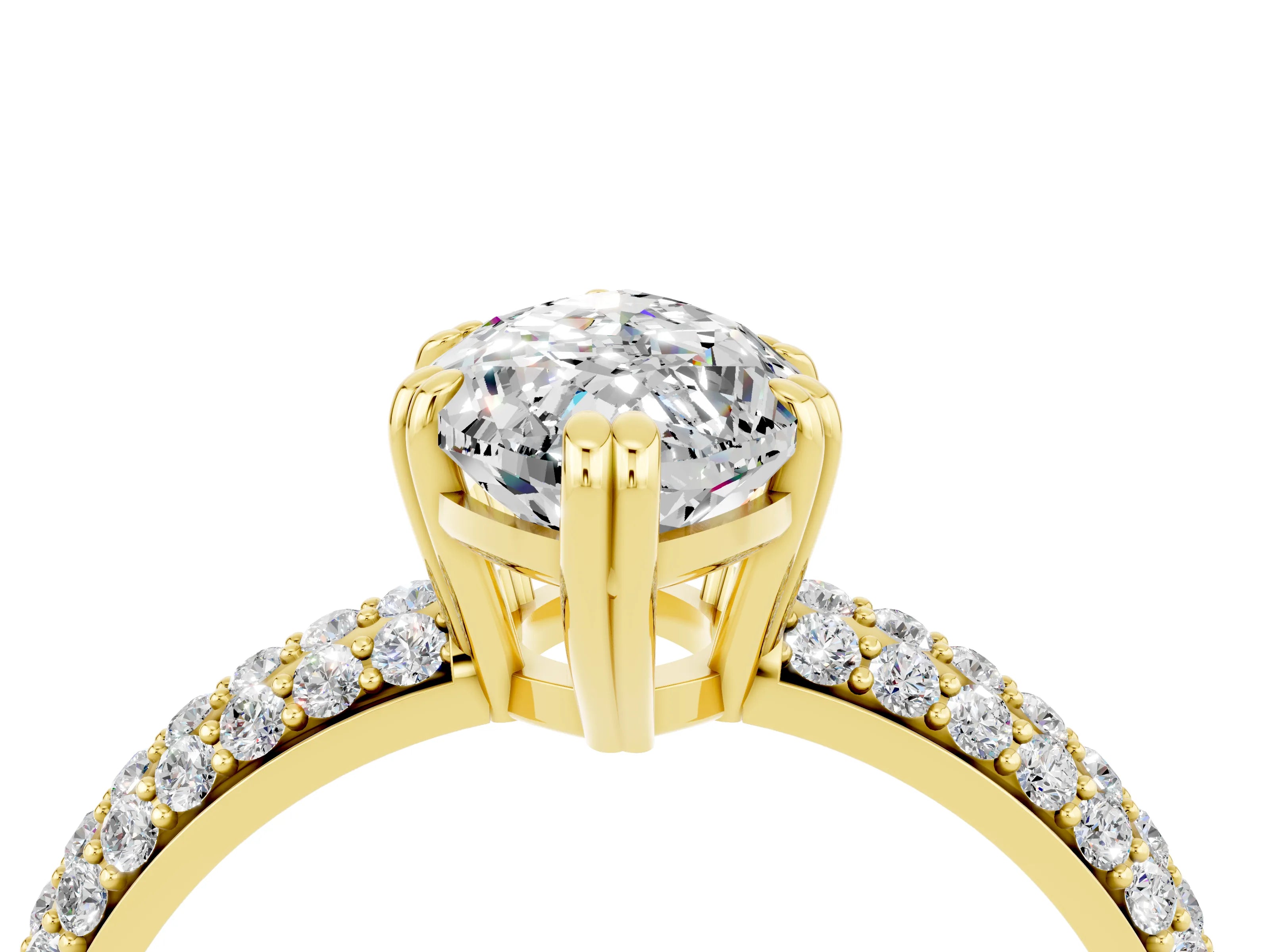 Yellow gold Marquise Cut Cut Pave Diamond Engagement Ring with Channel Set Band and Four-Prong Setting_4