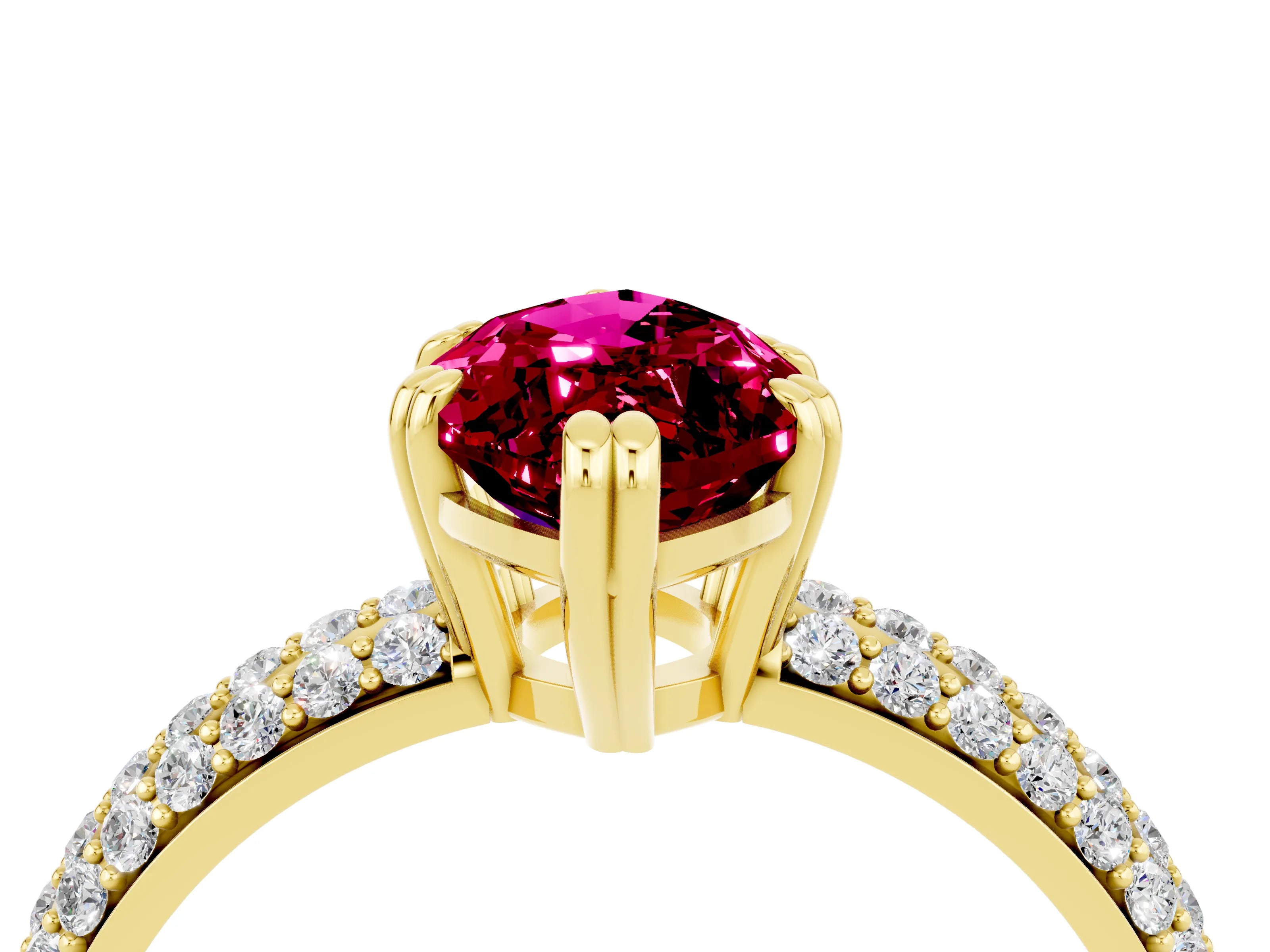 Yellow gold Marquise Cut Cut Pave Diamond Engagement Ring with Channel Set Band and Four-Prong Setting_4