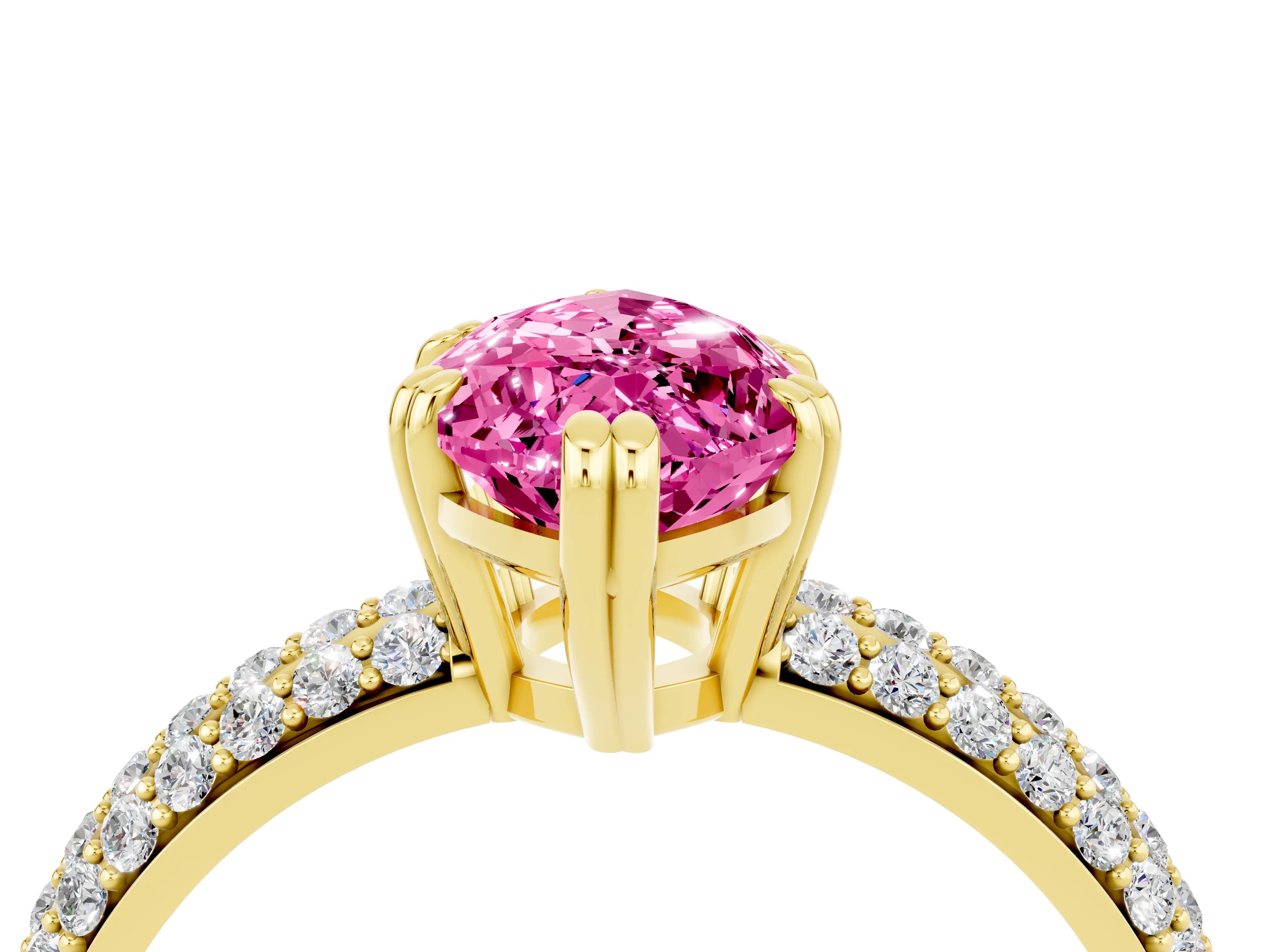 Yellow gold Marquise Cut Cut Pave Diamond Engagement Ring with Channel Set Band and Four-Prong Setting_4