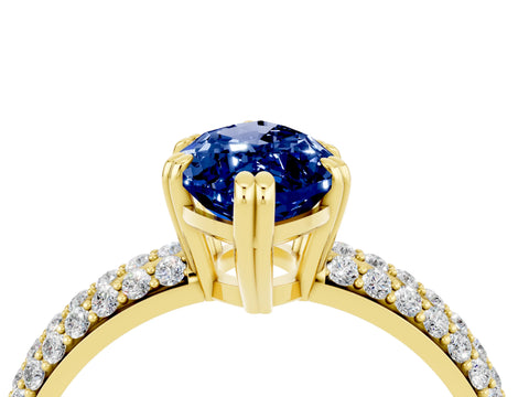 Yellow gold Marquise Cut Cut Pave Diamond Engagement Ring with Channel Set Band and Four-Prong Setting_4