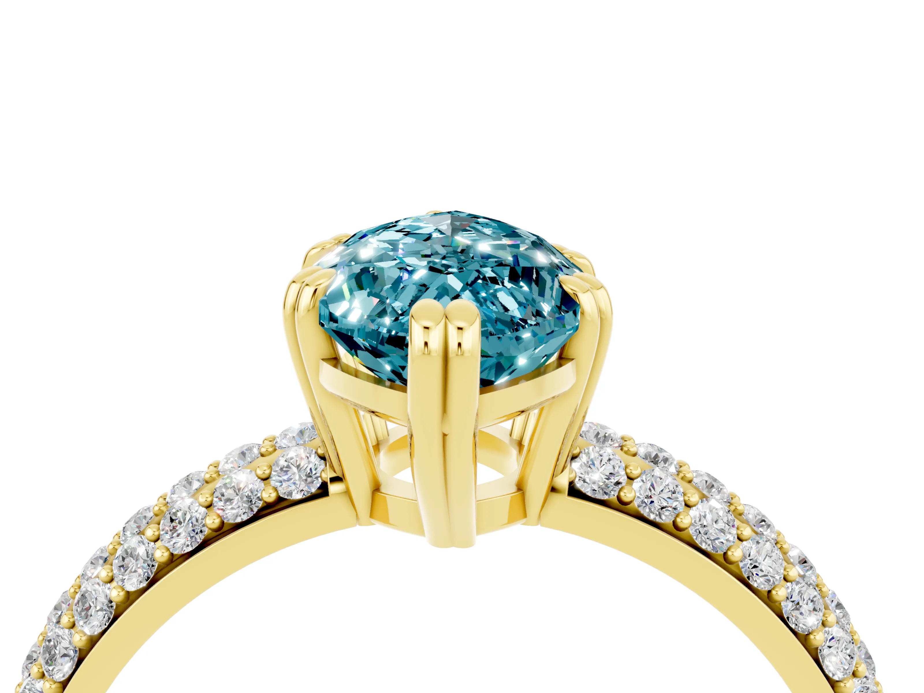 Yellow gold Marquise Cut Cut Pave Diamond Engagement Ring with Channel Set Band and Four-Prong Setting_4