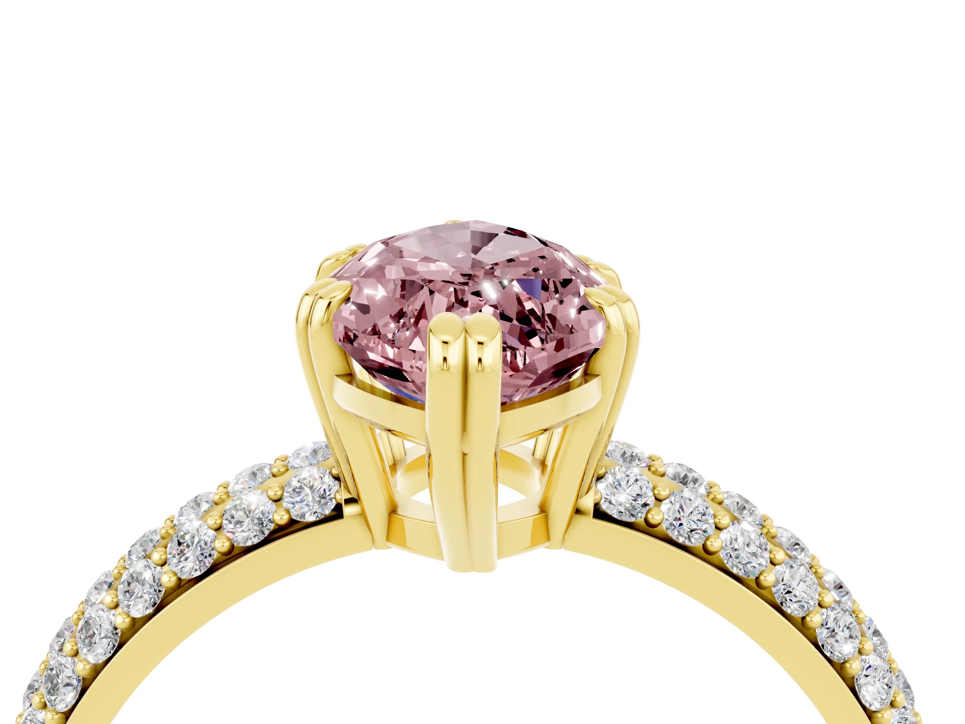 Yellow gold Marquise Cut Cut Pave Diamond Engagement Ring with Channel Set Band and Four-Prong Setting_4