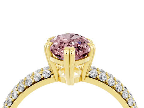 Yellow gold Marquise Cut Cut Pave Diamond Engagement Ring with Channel Set Band and Four-Prong Setting_4