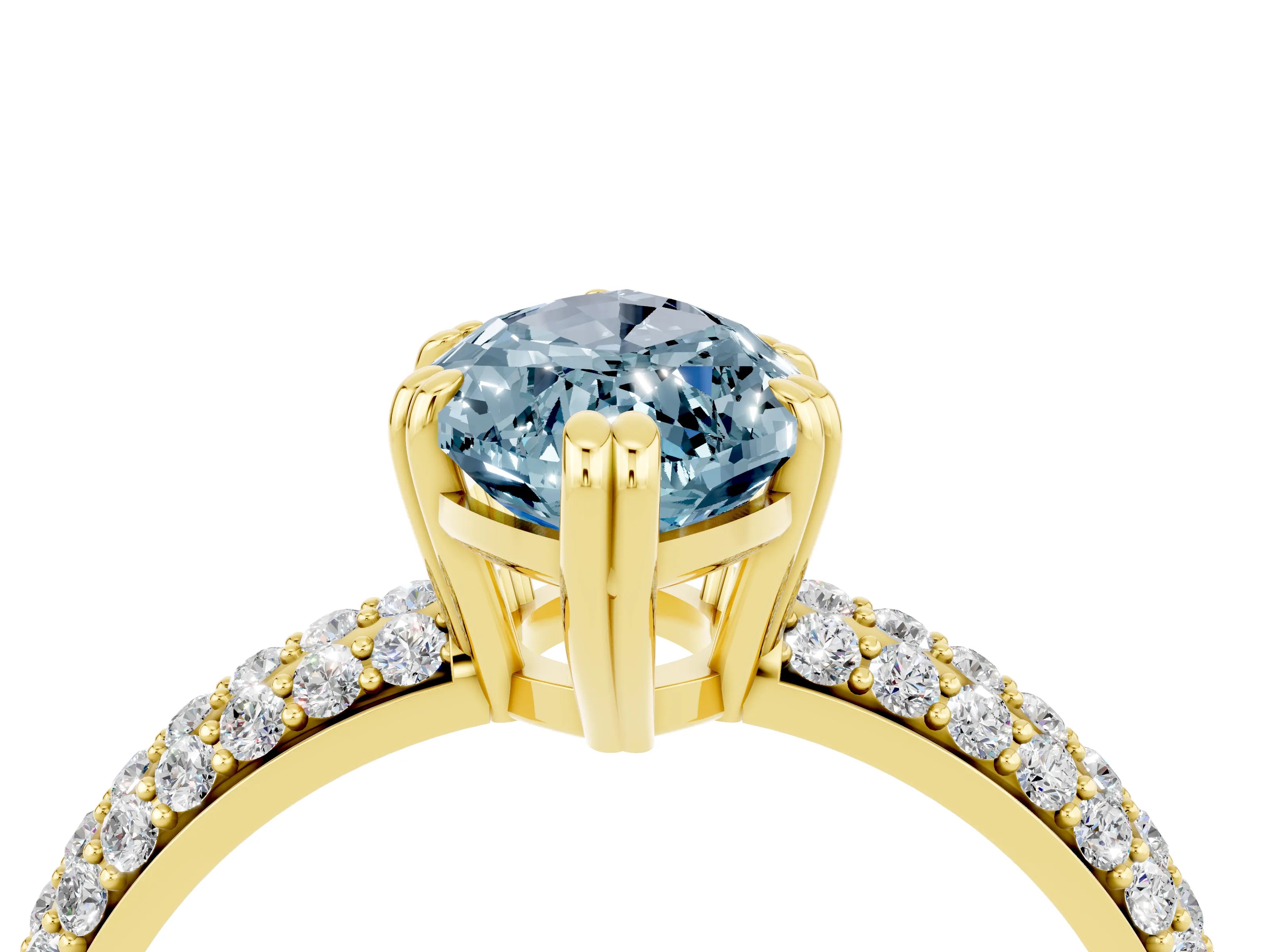 Yellow gold Marquise Cut Cut Pave Diamond Engagement Ring with Channel Set Band and Four-Prong Setting_4