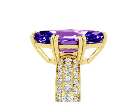 Yellow gold Marquise Cut Cut Pave Diamond Engagement Ring with Channel Set Band and Four-Prong Setting_5