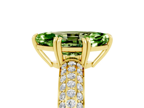 Yellow gold Marquise Cut Cut Pave Diamond Engagement Ring with Channel Set Band and Four-Prong Setting_5