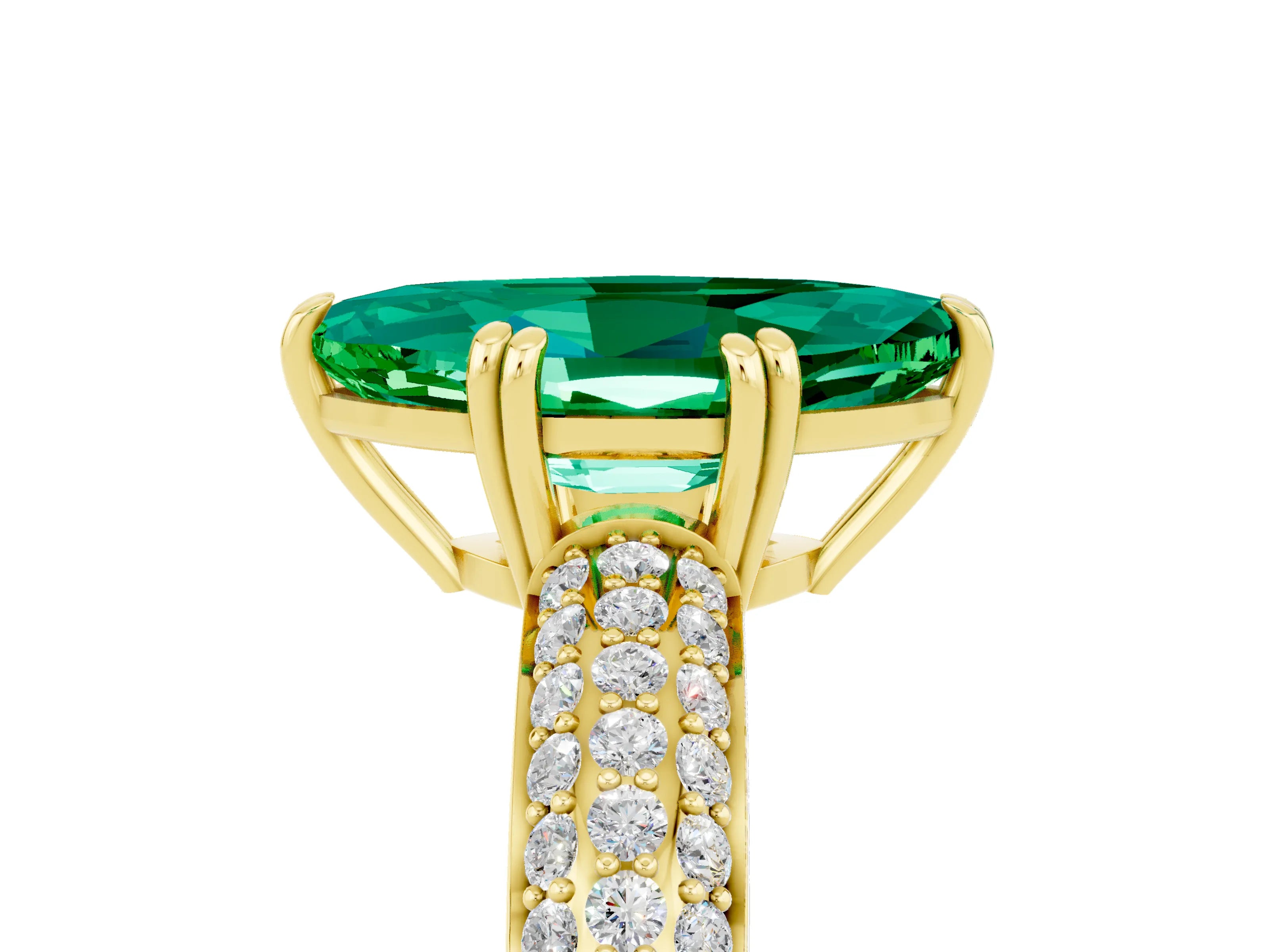 Yellow gold Marquise Cut Cut Pave Diamond Engagement Ring with Channel Set Band and Four-Prong Setting_5