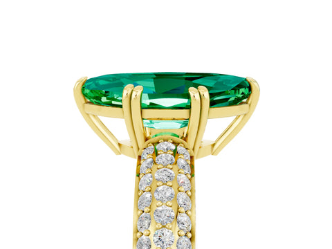 Yellow gold Marquise Cut Cut Pave Diamond Engagement Ring with Channel Set Band and Four-Prong Setting_5